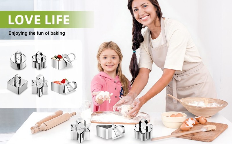 Cake Rings Cooking Rings Dessert Mousse Mold Stainless Steel with Pusher for gallery