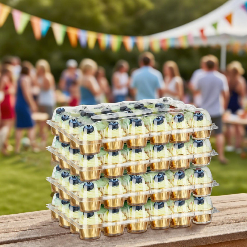 24 Pack X 10 Sets Count Cupcake Containers, Plastic Disposable Cupcake Boxes Hol gallery