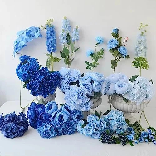Silk Hydrangea Heads 30 Pcs Artificial Flowers Only Heads No Stems Dark Blue gallery