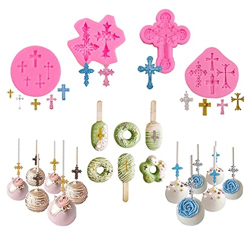 4 Pcs Small Chocolate Molds Baptism Cake Decorations Cross Cake Candy gallery