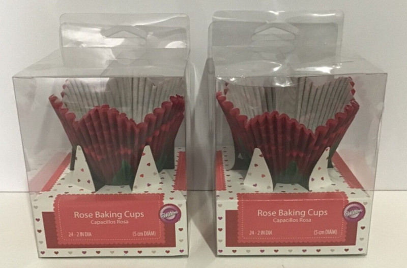 Wilton Red Rose 2″ Disposable Paper Baking Cups 24 Count Each Set of 2 New