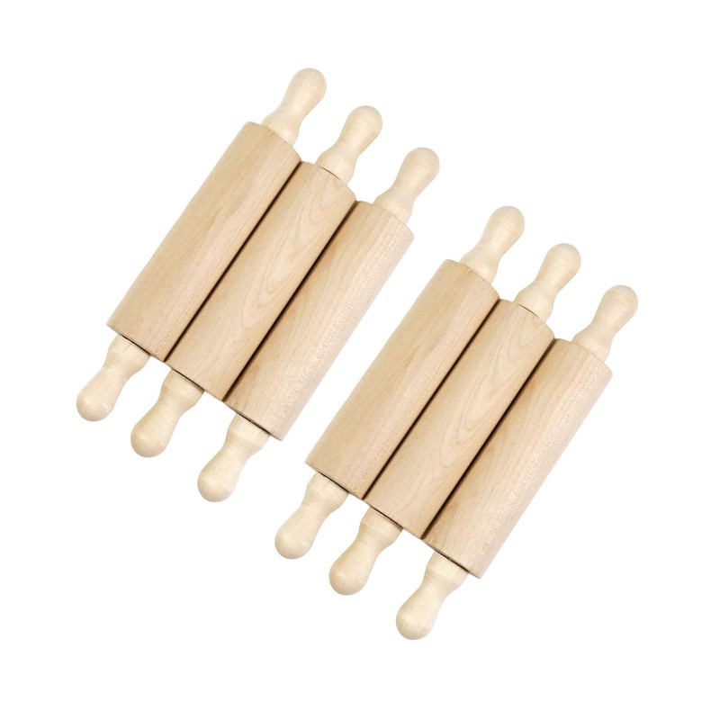 6 pcs 7 Inch Vintage Wooden Rolling Pin, Perfect for Kitchen Decoration, Tier…