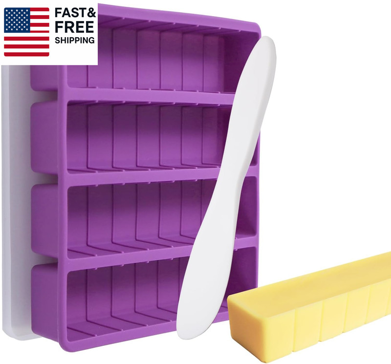 Silicone Butter Molds with Lid & Spatulas - Large Cavity, Non-Stick Homemade Bu