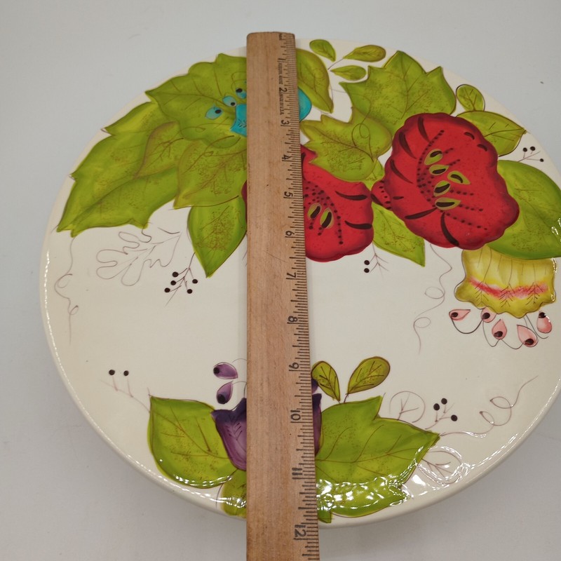 Pier 1 Imports Chelsea Floral Cake Pedestal Plate 12 inch Serverware gallery