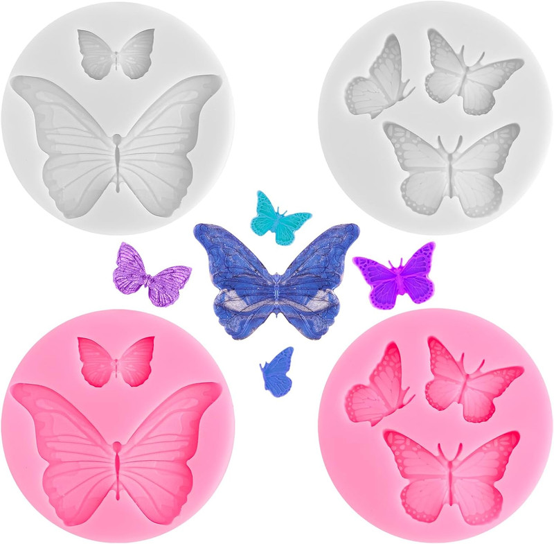 Butterfly Molds 4 Pcs Butterfly Chocolate Molds Mini Silicone Molds for Cake Dec