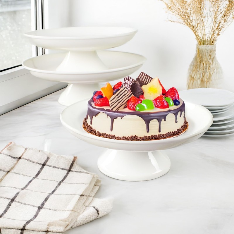 Ceramic Cake Stand, Round Fruit Plate, for Dessert, Cupcake, Salad, Cake, Per... gallery