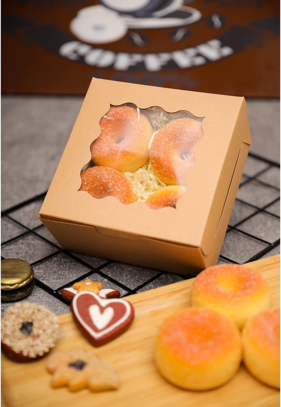 60Pcs Kraft Bakery Boxes with Window 6X6X3 Inches Thick & Sturdy Macaroon Pastry gallery