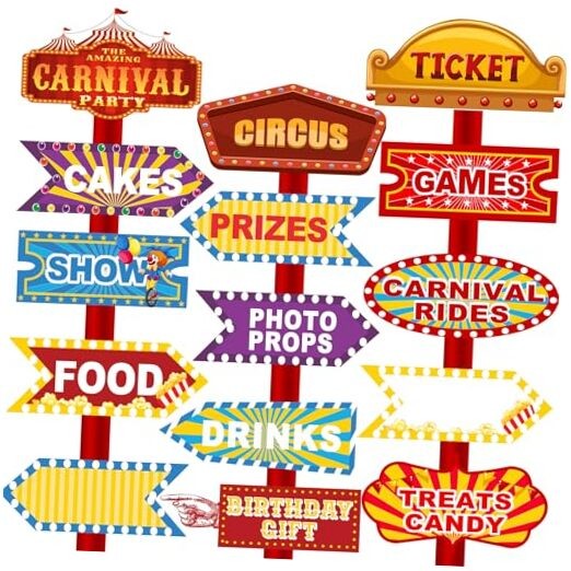 30 Pieces Party Decoration – Carnival Party Directional Signs Decor – Circus