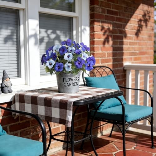 6 Pcs Artificial Flowers Fake Petunias for Outdoors, Faux Flowers Double Blue gallery