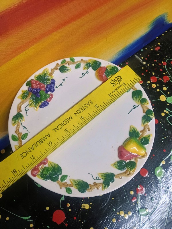 Handpainted Small Floral Fruit Design Pedestal Cake Stand Ceramic gallery