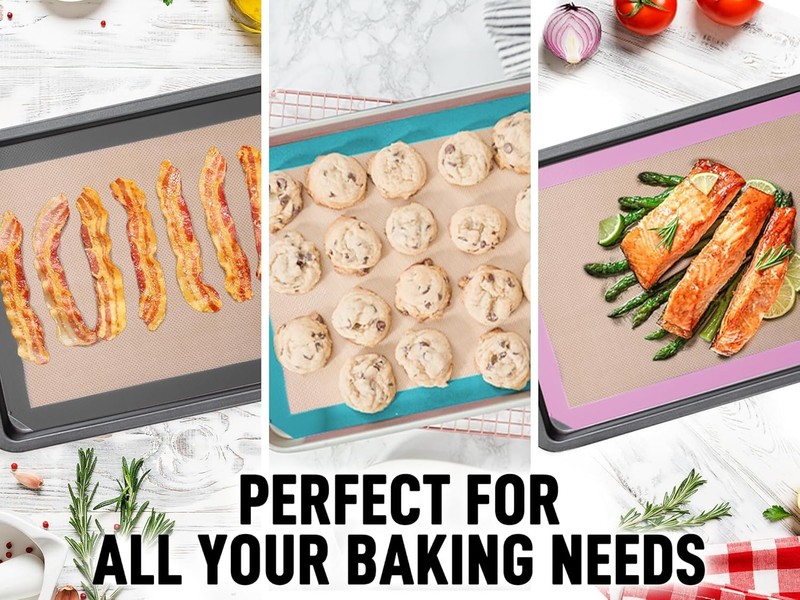 Zulay Kitchen 16.5"x11.6" 2-Pack Silicone Baking Mat - 2 Pack, Dark Gray gallery