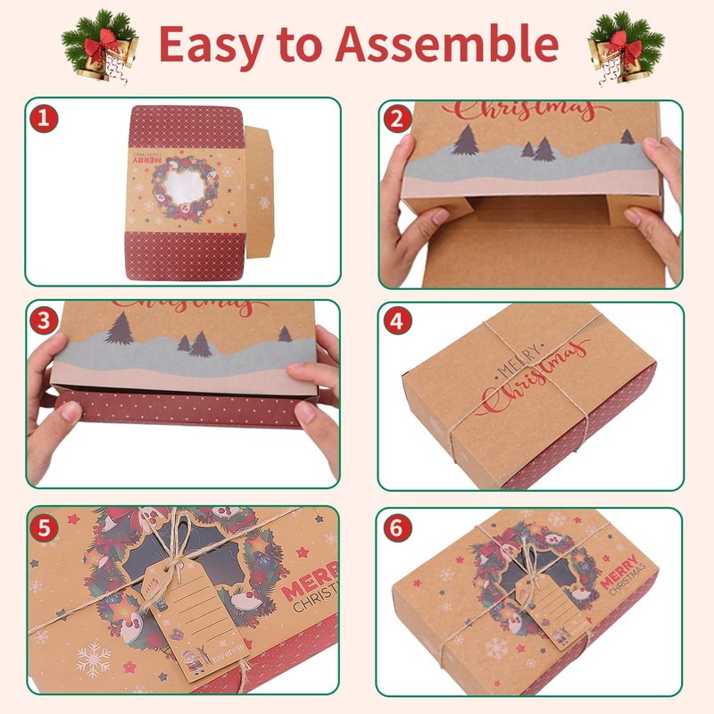 12 PCS Christmas Cookie Boxes for Gift Giving, Christmas Bakery Treat Boxes w... gallery