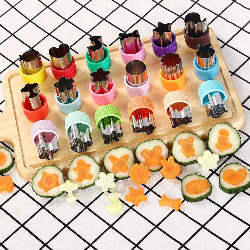 18 Pcs Vegetable Cutter Shapes Mini Cookie Fruit Pie Stamps Mold for Baking gallery