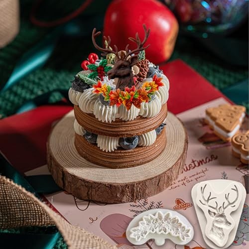 5 Pcs Christmas Silicone Molds, Christmas Tree Holly Leaf Santa Claus Reindeer gallery
