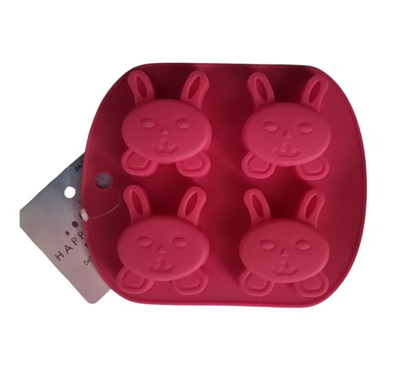 Happy Easter Bunny Silicone Treat Baking Mold 4 Cavities Chocolate Candy 5"x5.9" gallery