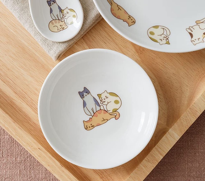 Mozacona 6pcs Ceramic Cat Appetizer Plates, Sauce Small, 6pcs-Cat-A gallery