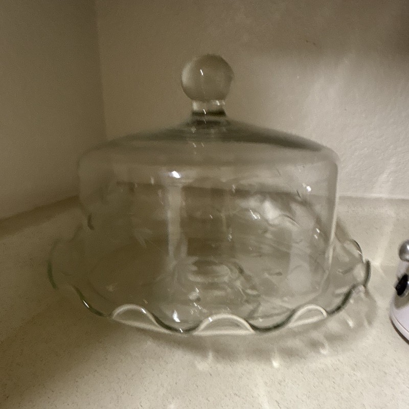 Clear Round Glass Cake Stand with Lid Included, 1-Tier Glossy Traditional