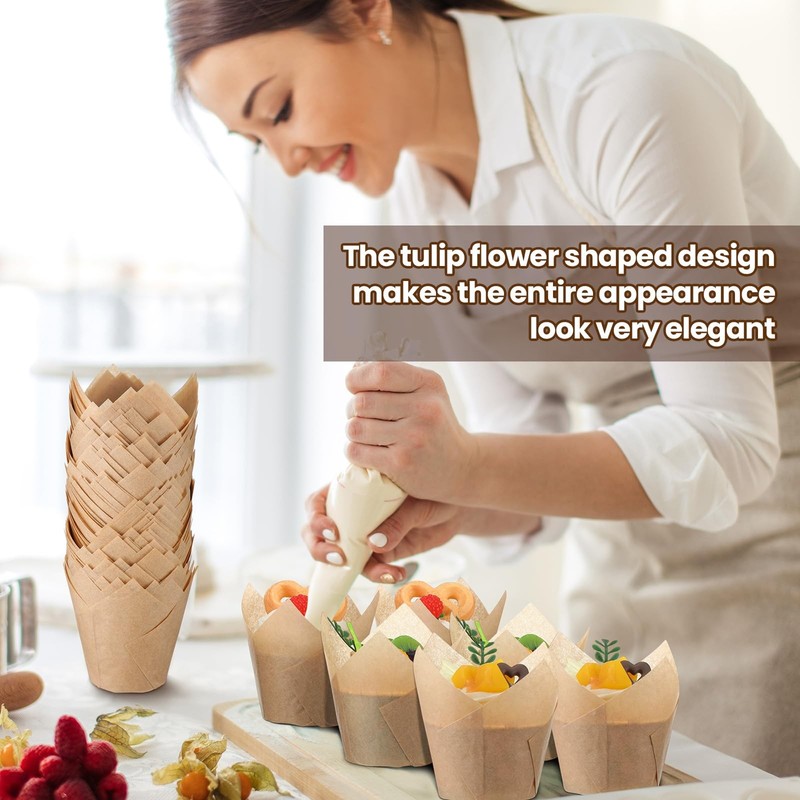 600 Pcs Tulip Cupcake Liners for Baking Muffin Liners Printed Baking Cups Hol... gallery