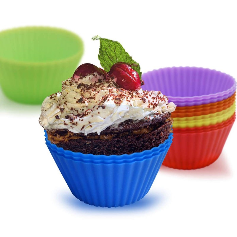 24 Pack Silicone Baking Cups Reusable Muffin Liners Non-Stick #10618, Rainbow gallery