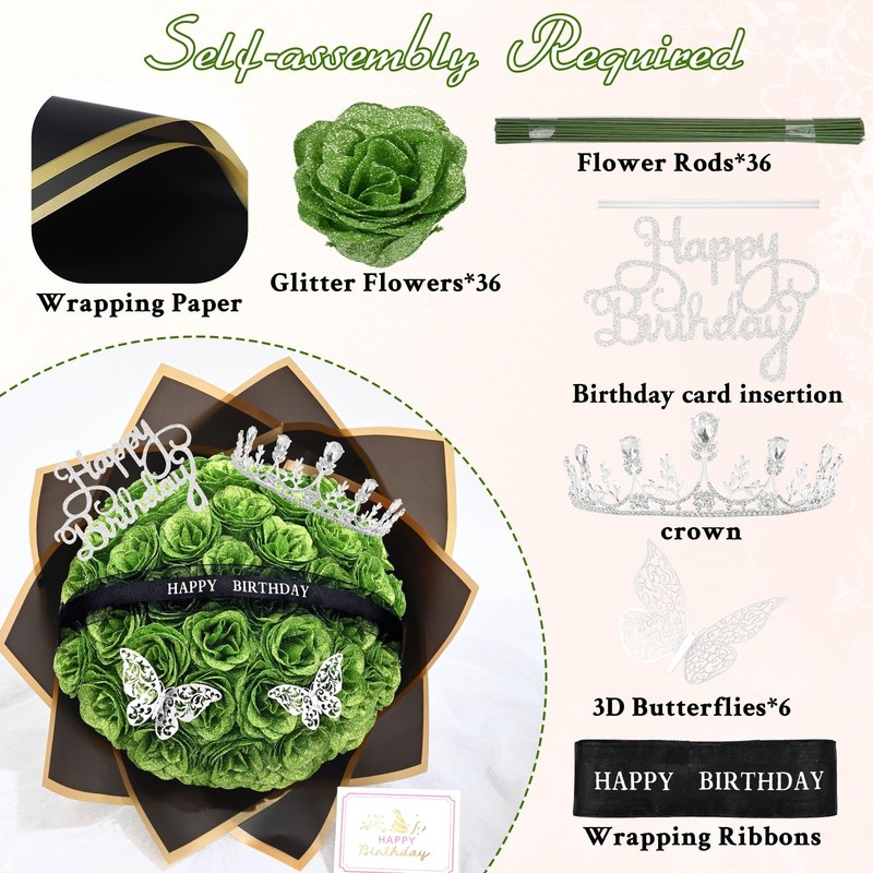 Waipfaru Glitter Roses Bouquetbirthday Gifts For Women Momdiy Fake Flowers gallery