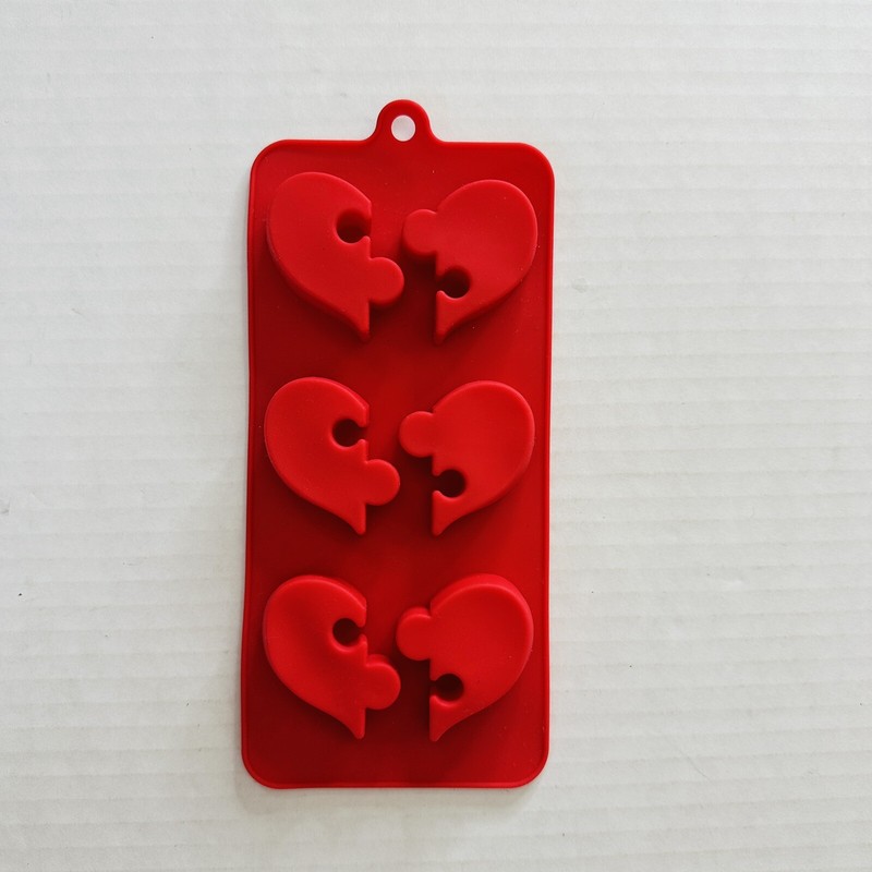 Love Heart Puzzle Pieces Silicone Mold Candy Chocolate Ice Cubes Soap 6 Holes gallery