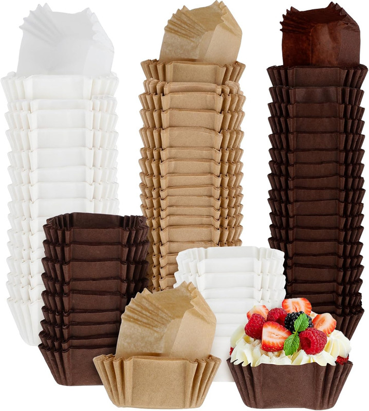 900 Pcs Square Cupcake Liners Bulk Disposable Brownie Baking Cups Pan Liners Pap gallery