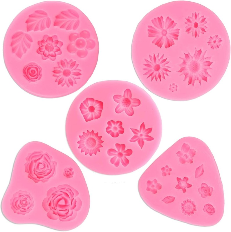 Flower Fondant Cake Molds, Daisy, Rose, Chrysanthemum and Small Flower Candy ... gallery