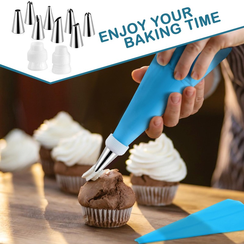 E-far Piping Bags and Tips Set, Cake Decorating Kit Baking Stainless Steel gallery