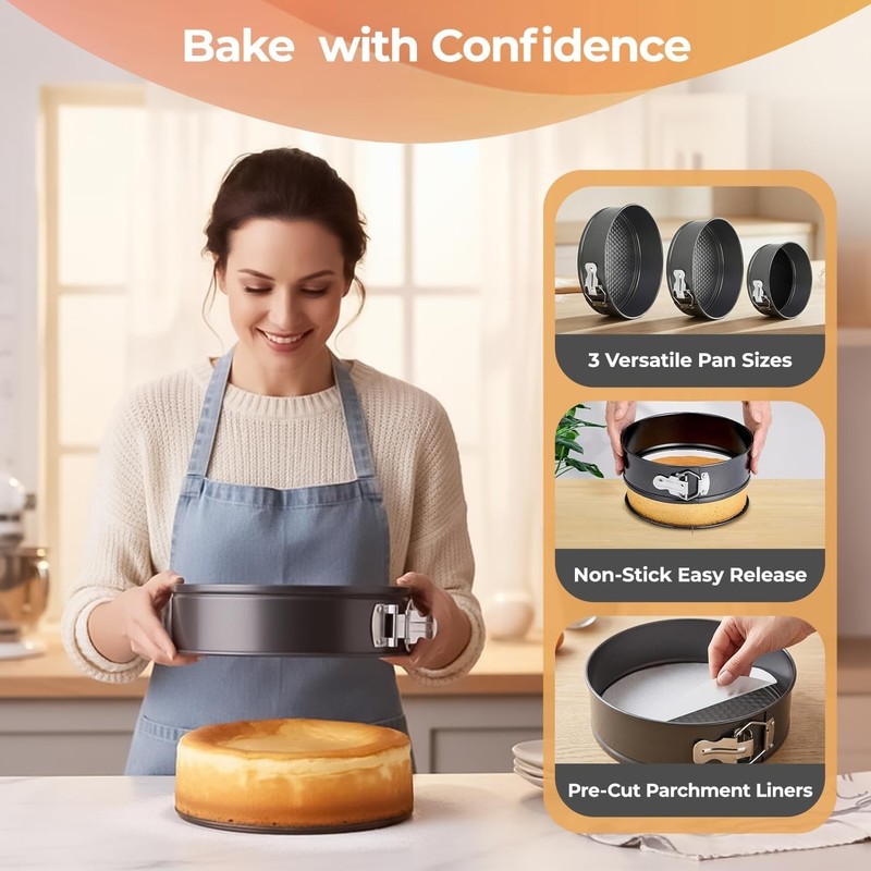 100pcs Cake Pan Sets for Baking + Cake Decorating Supplies: 3 Non-Stick Sprin... gallery