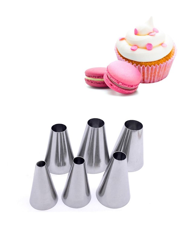Large Round Piping Tip Set 6 Pcs,#12 1A 2A 3A R16L R18L Round Tip for Macaron…
