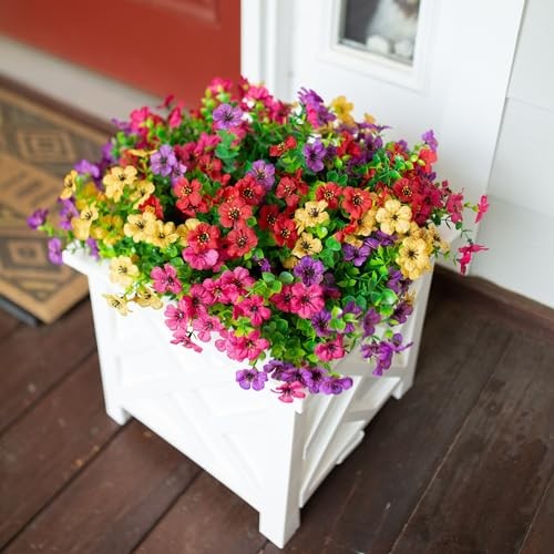 florisso Artificial Flowers for Outdoors Daisy 12 Purple Pink Yellow Red gallery