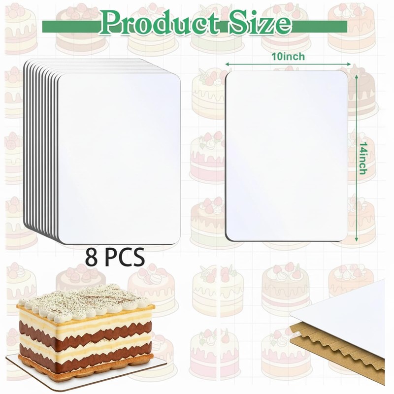 QMNWJMR 8PCS Rectangle Cake Boards,13.75 x 9.75 Inch White Greaseproof Cardbo... gallery