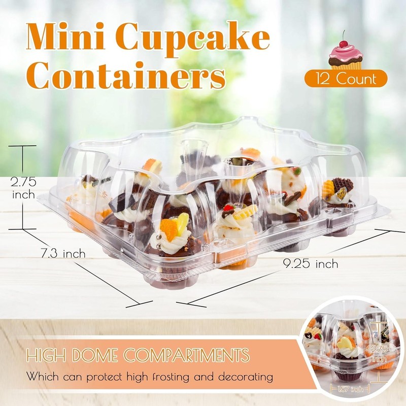 12 Count Mini Cupcake Containers 20 Pack Cupcake Holder with Detachable Tall ... gallery