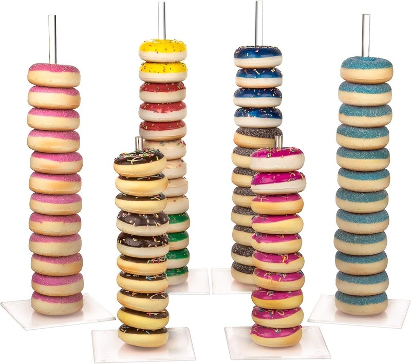 Acrylic Donut Stand for Dessert Table, 6 Pack Clear Donuts Holder Stand Party