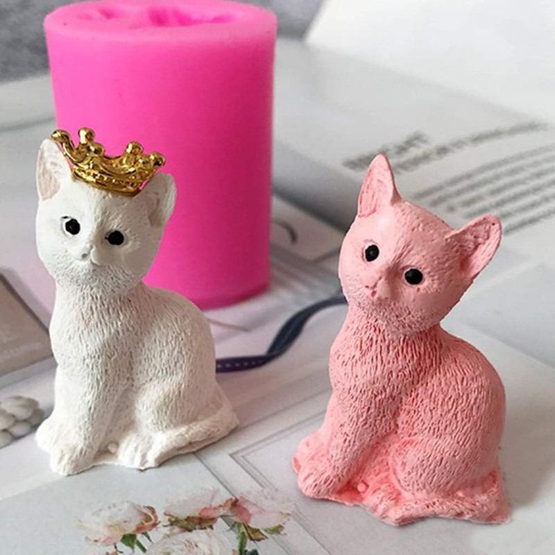 2Pcs Mini Size 3D Kitten Candle Molds, Small Kitty Cat Silicone Chocolate Candy gallery
