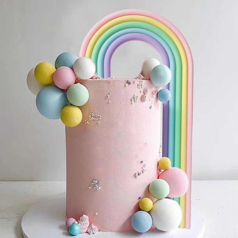 28PCS Rainbow Cake Toppers Colorful Balls Cake Decorations for Wedding Baby gallery