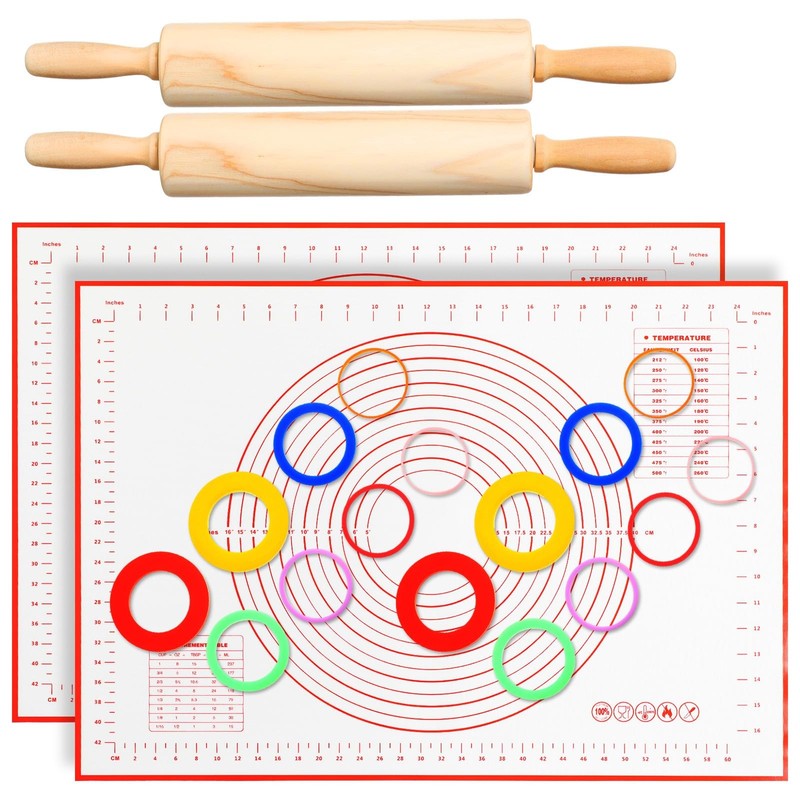 20 Pcs Rolling Pin Set Include 2 Classic Wood Dough Rollers 16 Adjustable Thi... gallery