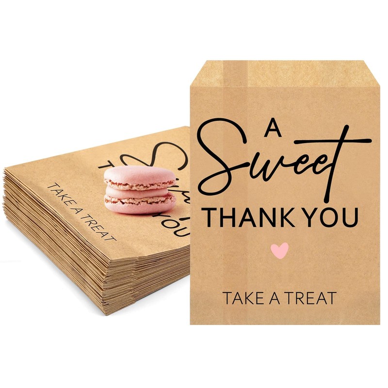 100 Pcs Wedding Party Favor Candy Buffet Bags 5 x 7 Inch White Paper Treat We…