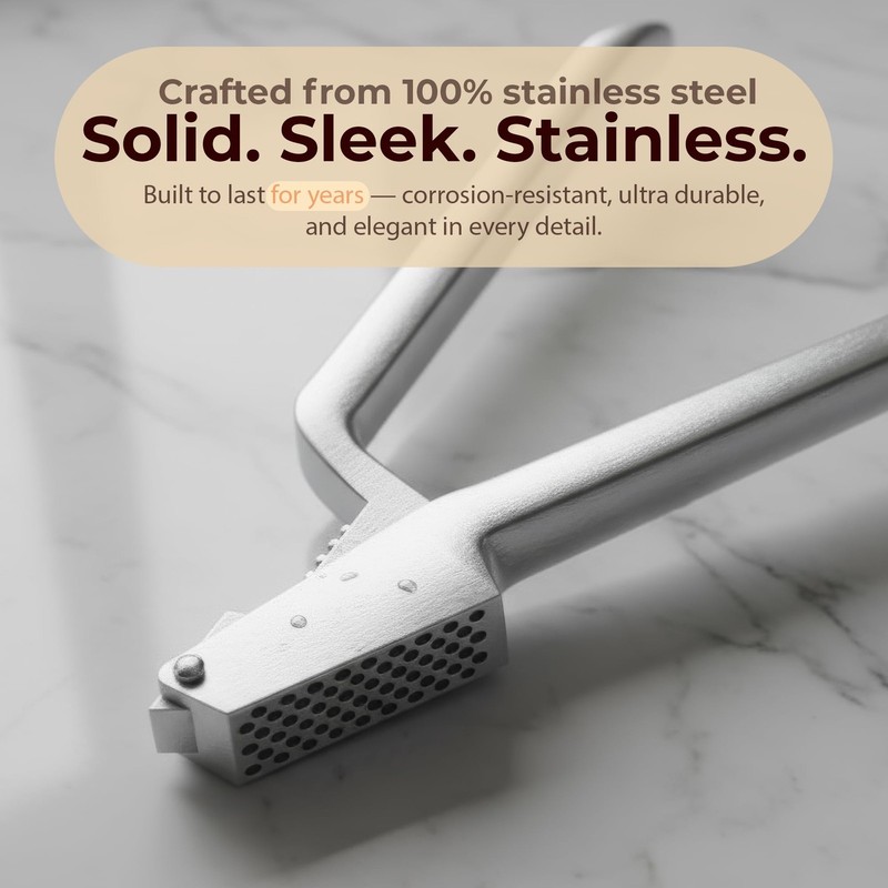 No Peeling Required, 100% Stainless Steel Garlic Press – Large, Silver gallery