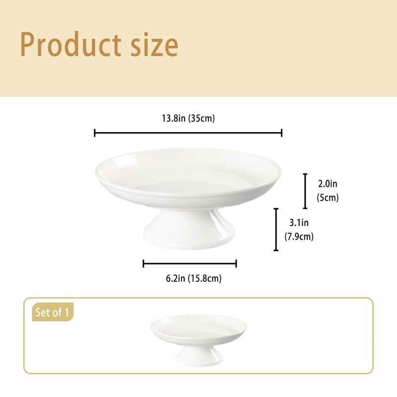 Ceramic Cake Stand, Round Fruit Plate, for Dessert, Cupcake, Salad, Cake, Per... gallery