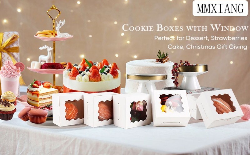 20 Pack Cookie Boxes with Window, 4x4x2.5 Inch White Bakery Box, Kraft Paper gallery