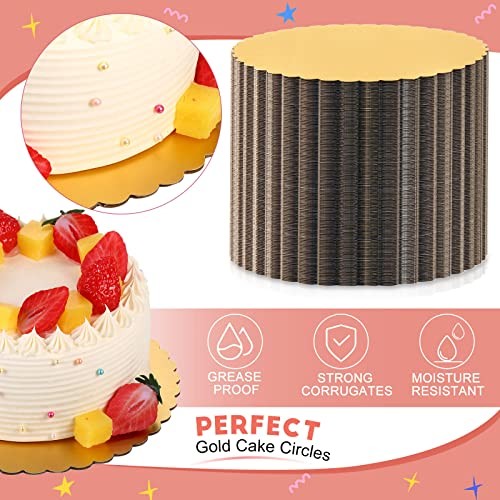 100 Pack Gold Cake Boards Round Cake Base Boards Disposable Plate 8 Inch gallery