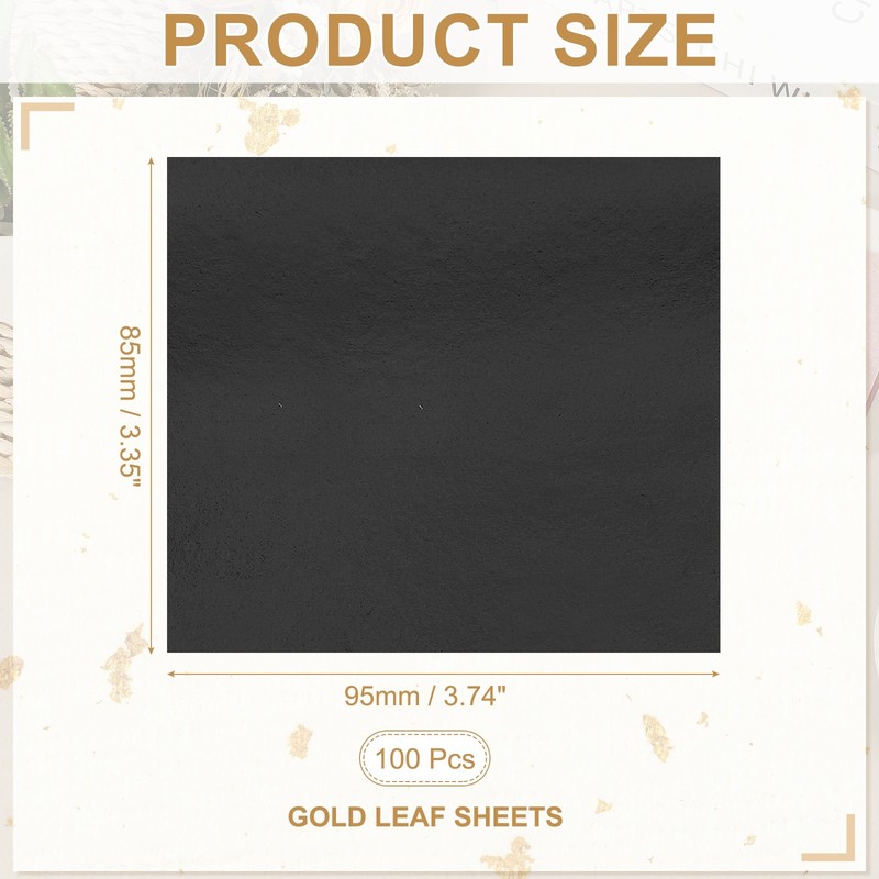 100Pcs 3.7" x 3.4" Gold Leaf Sheets Gold Foil Sheet Metallic Leaf Paper Black gallery