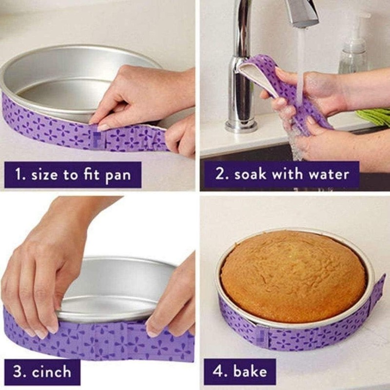 Cake Pan Dampen Strips Set 4pcs Super Absorbent Thick Cotton for Baking gallery