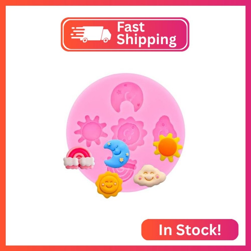 3D Rainbow Moon Sun Cloud Weather Icon Shape Silicone Mold Candy Clay Epoxy Resi