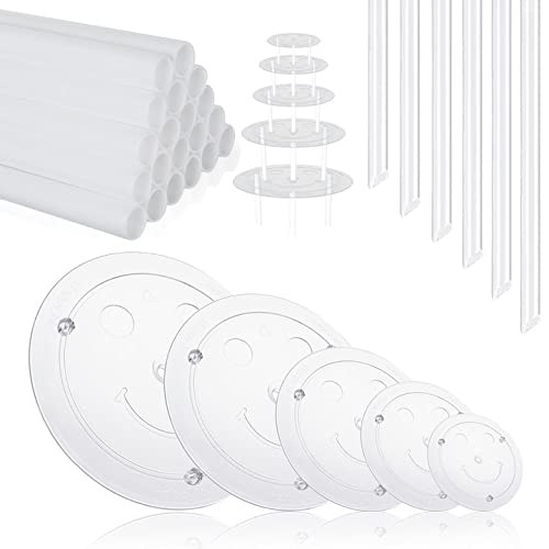 80 Pieces Plastic Cake Dowel Rods Set, 40 White Sticks with 10 Separator Plat…
