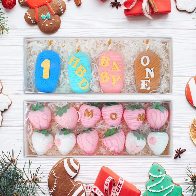 20 Pcs Clear Chocolate Covered Strawberries Boxes 12" x4 1/2" x2" Cookie Boxe... gallery