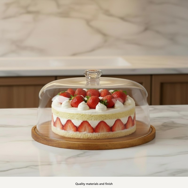 Acacia Wood Cake Stand – 12" 3-in-1 Removable Foot & Detachable Board, 2-Tier... gallery