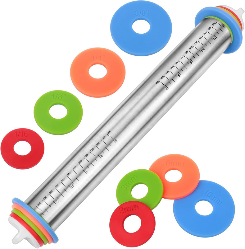 Adjustable Rolling Pin Thickness Rings Stainless Steel Baking Cookie Decorating gallery