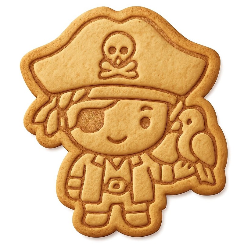 Chibi Pirate with Parrot Cookie Cutter & Stamp, Fondant & Clay – 4×3.5